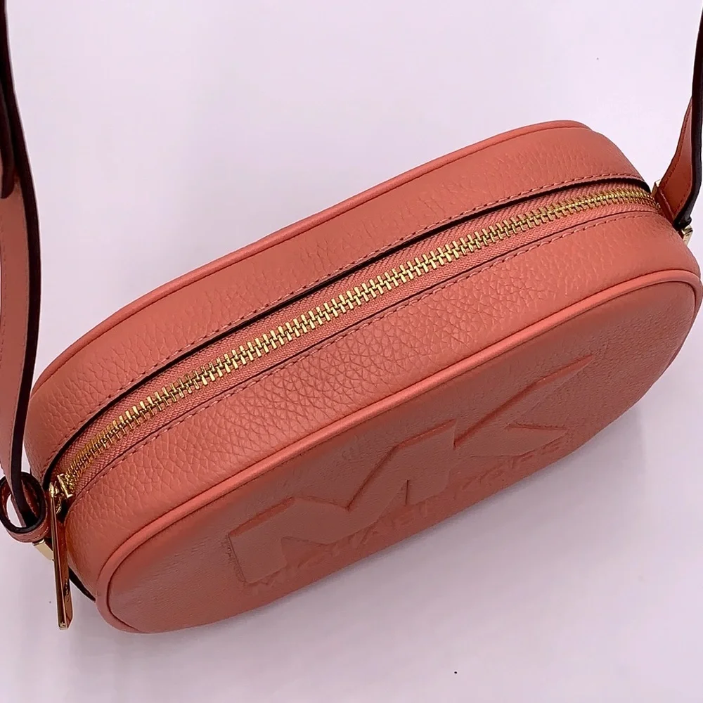 MICHAEL KORS Jet Set Medium Embossed Pebbled Leather Crossbody Bag Sherbert